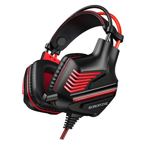 Ігрова гарнітура Borofone BO101 Racing, дротова, USB, 3.5mm, 2m, Чорно-Червоний