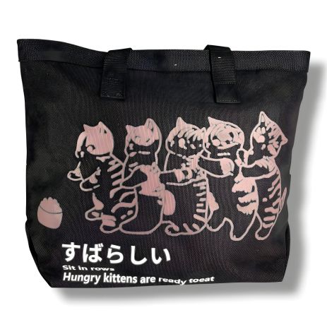 Черная вместительная сумка-шоппер для девочек