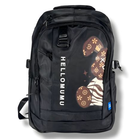 Школьный рюкзак для девочек с принтом, зайчик, водоотталкивающий, черный