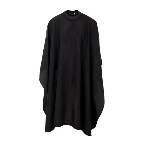 Парикмахерская накидка для клиента на кнопках с силиконовым воротником черная полиэстер, 160х150 см