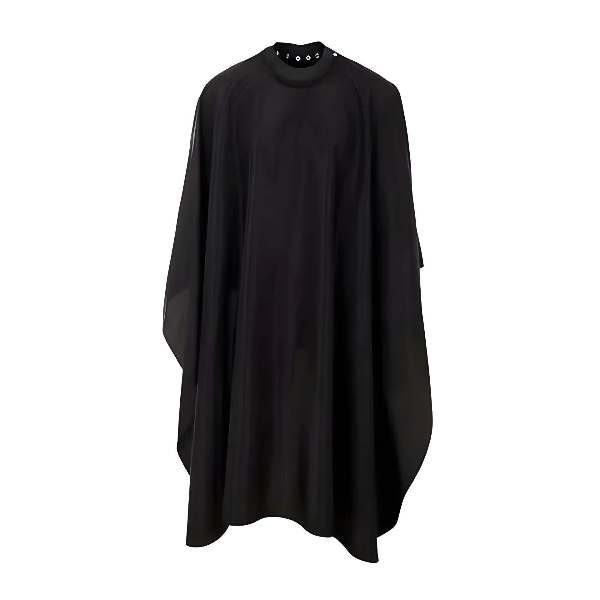 Парикмахерская накидка для клиента на кнопках с силиконовым воротником черная полиэстер, 160х150 см Парикмахерская накидка для клиента на кнопках с силиконовым воротником черная полиэстер, 160х150 см