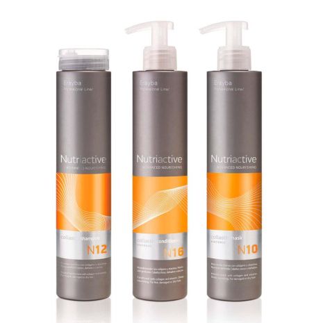 Набір для волосся Erayba TRIO NutriActive Collastin шампунь, кондиціонер маска з колагеном та еластином, 3х250 мл