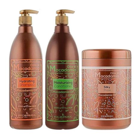 Набір KLERAL System TRIO Olio Di Macadamia шампунь, кондиціонер та маска для зволоження волосся, 3х500 мл