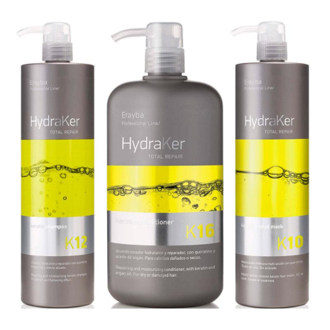 Набір для волосся Erayba TRIO HydraKer Keratin шампунь, кондиціонер та маска для зволоження та відновлення волосся, 3х1000 мл Набір для волосся Erayba TRIO HydraKer Keratin шампунь, кондиціонер та маска для зволоження та відновлення волосся, 3х1000 мл