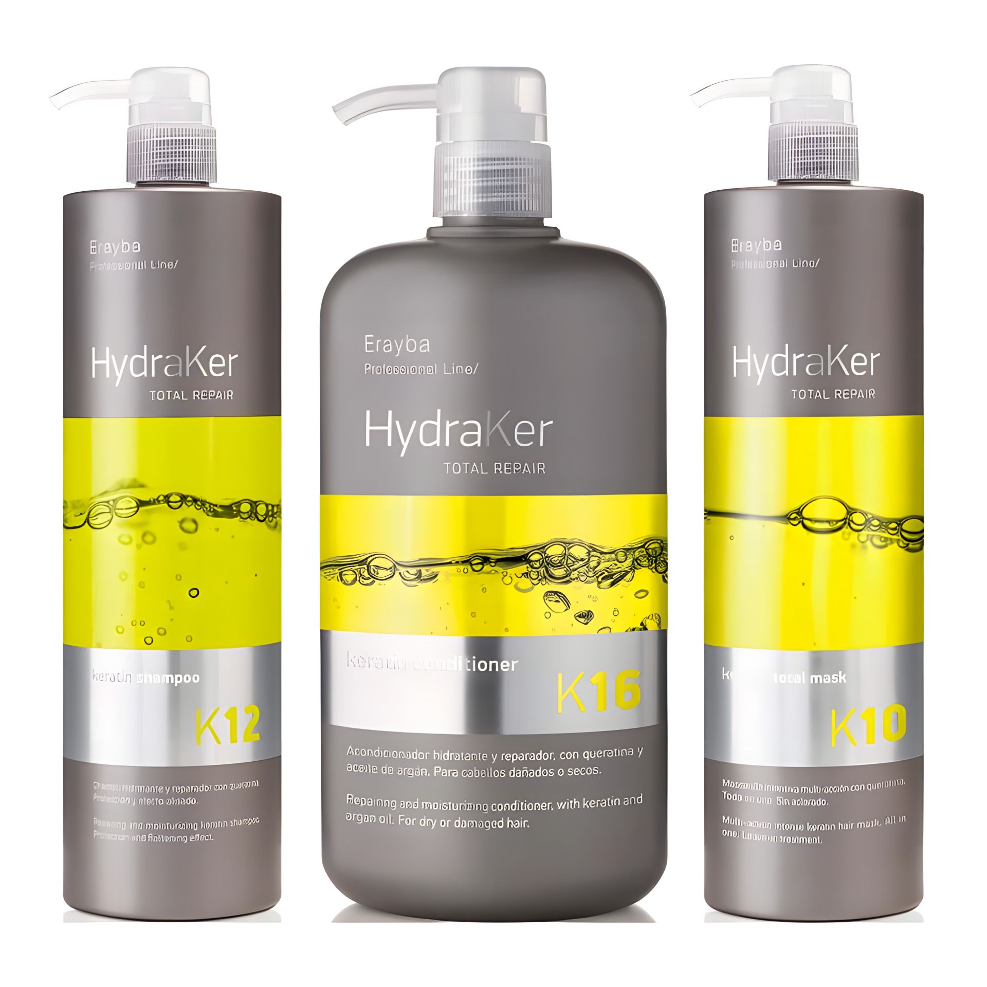 Набір Erayba для волосся TRIO HydraKer Keratin шампунь, кондиціонер та маска для зволоження та відновлення волосся, 3х1000 мл Набір Erayba для волосся TRIO HydraKer Keratin шампунь, кондиціонер та маска для зволоження та відновлення волосся, 3х1000 мл