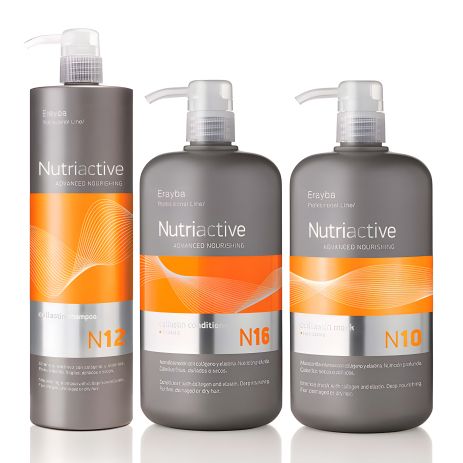 Набір кондиціонер-шампунь-маска Erayba TRIO NutriActive Collastin для волосся з колагеном, 3x1000 мл