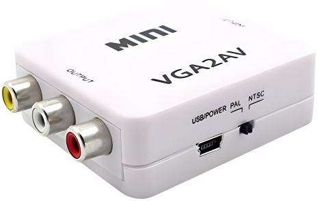 VGA to AV Mini конвертер VGA2AV, 1080P підтримка, ПК до телевізора VGA to AV Mini конвертер VGA2AV, 1080P підтримка, ПК до телевізора