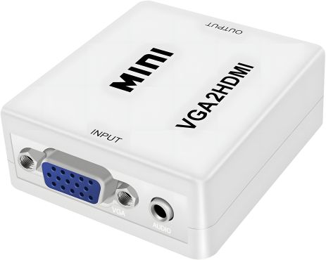 VGA to HDMI адаптер Mini з аудіо, VGA2HDMI 1080P перетворювач для ПК, ноутбуків, телевізорів і проекторів