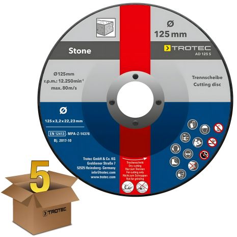 Відрізний круг по каменю Trotec 125х22.23х3.2 (5 шт) (6225001101)