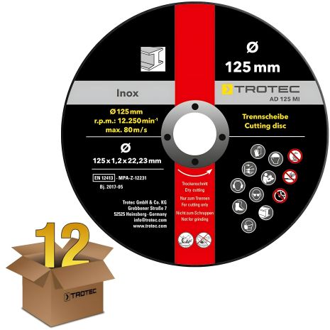 Набір з 12 відрізних кругів по металу Trotec 125х22.23х1.2 (6225001111)