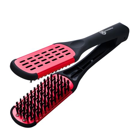 Расческа-браш с натуральной щетиной и керамическим покрытием, натяжительная расческа красная