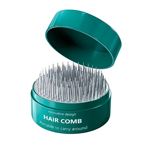 Компактний гребінець-масажер для волосся Pocket Hair Brush круглий зелений