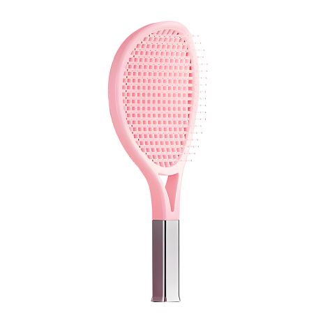 Ультрам'яка рожева масажна щітка-браш Tennis Style Hair Brush для всіх типів волосся, продувна