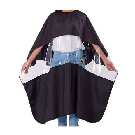 Парикмахерский пеньюар с окошком для телефона, черный