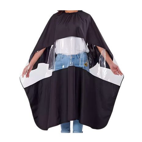 Парикмахерский пеньюар с окошком для телефона, черный