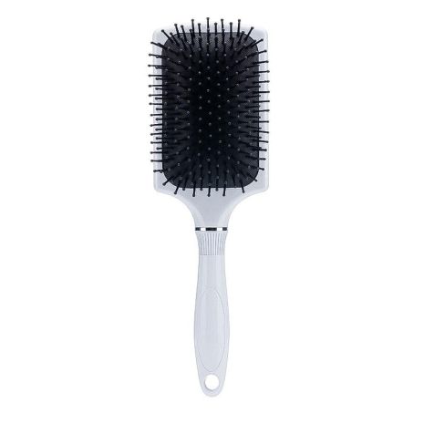 Массажная щетка Happy Hair для укладки волос прямоугольная белая