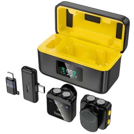 Микрофон HOCO L17 Dual-mic magnetic lavalier wireless (Lightning/Type-C) |5-6ч| черный