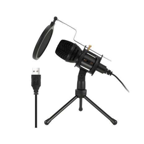Мікрофон студійний настільний всеспрямований конденсаторний, USB, black Мікрофон студійний настільний всеспрямований конденсаторний, USB, black