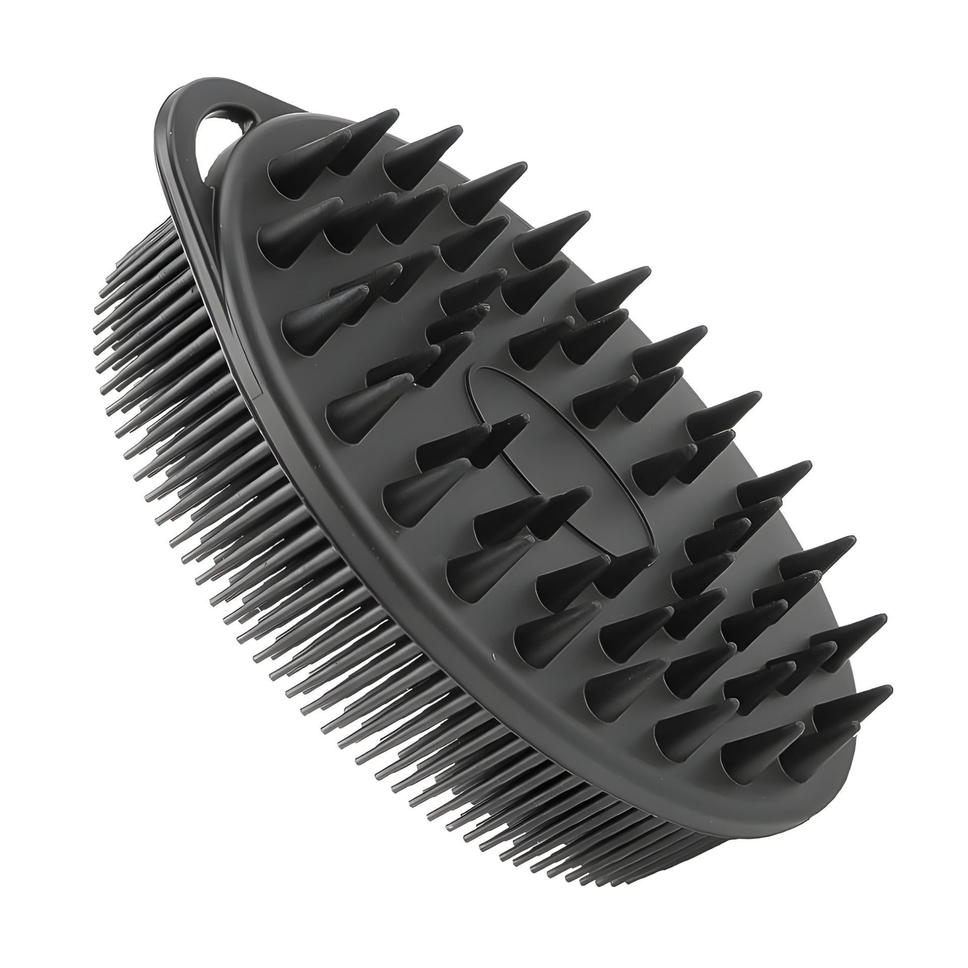 Подвійна масажна щітка-мочалка для душу, тіла та волосся, чорного кольору Подвійна масажна щітка-мочалка для душу, тіла та волосся, чорного кольору