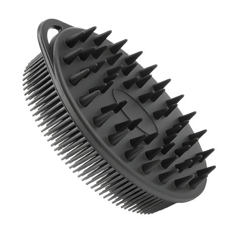 Двойная массажная щетка-мочалка для тела и волос, черная