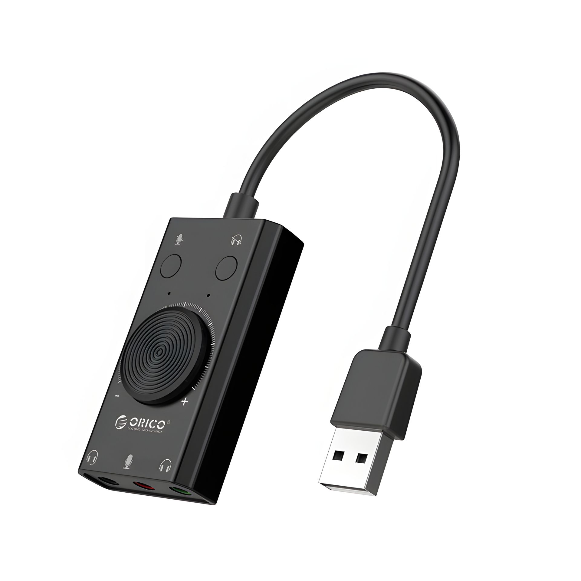 Зовнішня звукова карта ORICO SC2 3-in-1 USB, з регулятором, black Зовнішня звукова карта ORICO SC2 3-in-1 USB, з регулятором, black