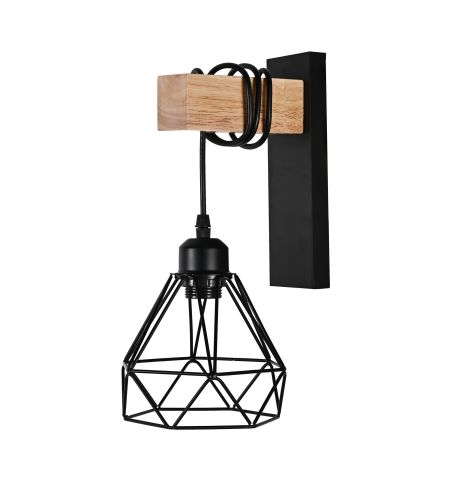 Бра настінне в стилі лофт Sirius C22680-1 BK+Wood