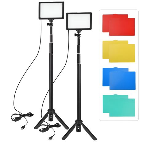 Комплект освещения из 2-х светодиодных LED панелей со штативами Andoer VLK-04 | Набор постоянного света для видео