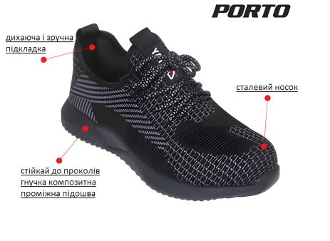 Нейлоновая защитная обувь Porto SB (размер 41) с резиновой подошвой, Yato YT-80672