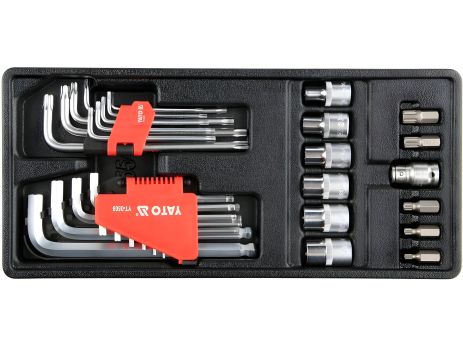 Набір L-образних шестигранних та TORX ключів+насадки, 31 шт [8] Yato YT-55451