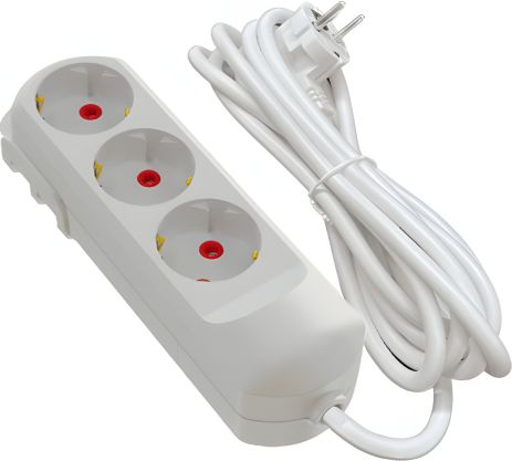 Удлинитель на 2 м с 3 заземленными розетками, от VIROK 09V212 Удлинитель на 2 м с 3 заземленными розетками, от VIROK 09V212