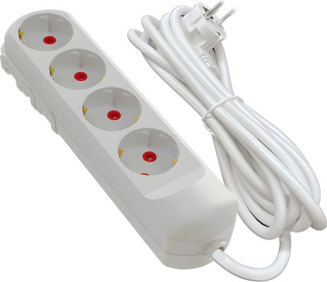Сетевой удлинитель: 3 м, 4 заземляемые розетки VIROK 09V223