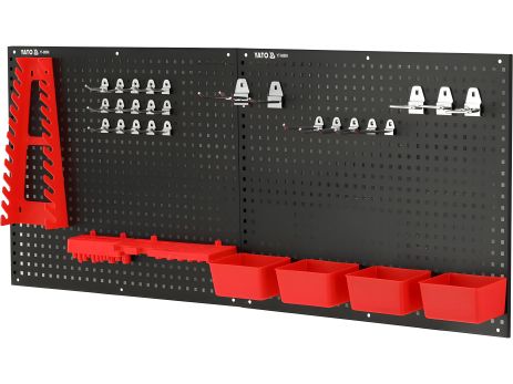 Настенная перфорированная таблица с крюками и коробами, Yato YT-08980 Настенная перфорированная таблица с крюками и коробами, Yato YT-08980