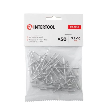 Заклепка алюминиевая 3.2*10мм, упаковка 50шт INTERTOOL RT-3210