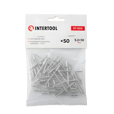 Алюминиевая заклепка 3.2×10 мм, набор 50 шт. INTERTOOL RT-3210