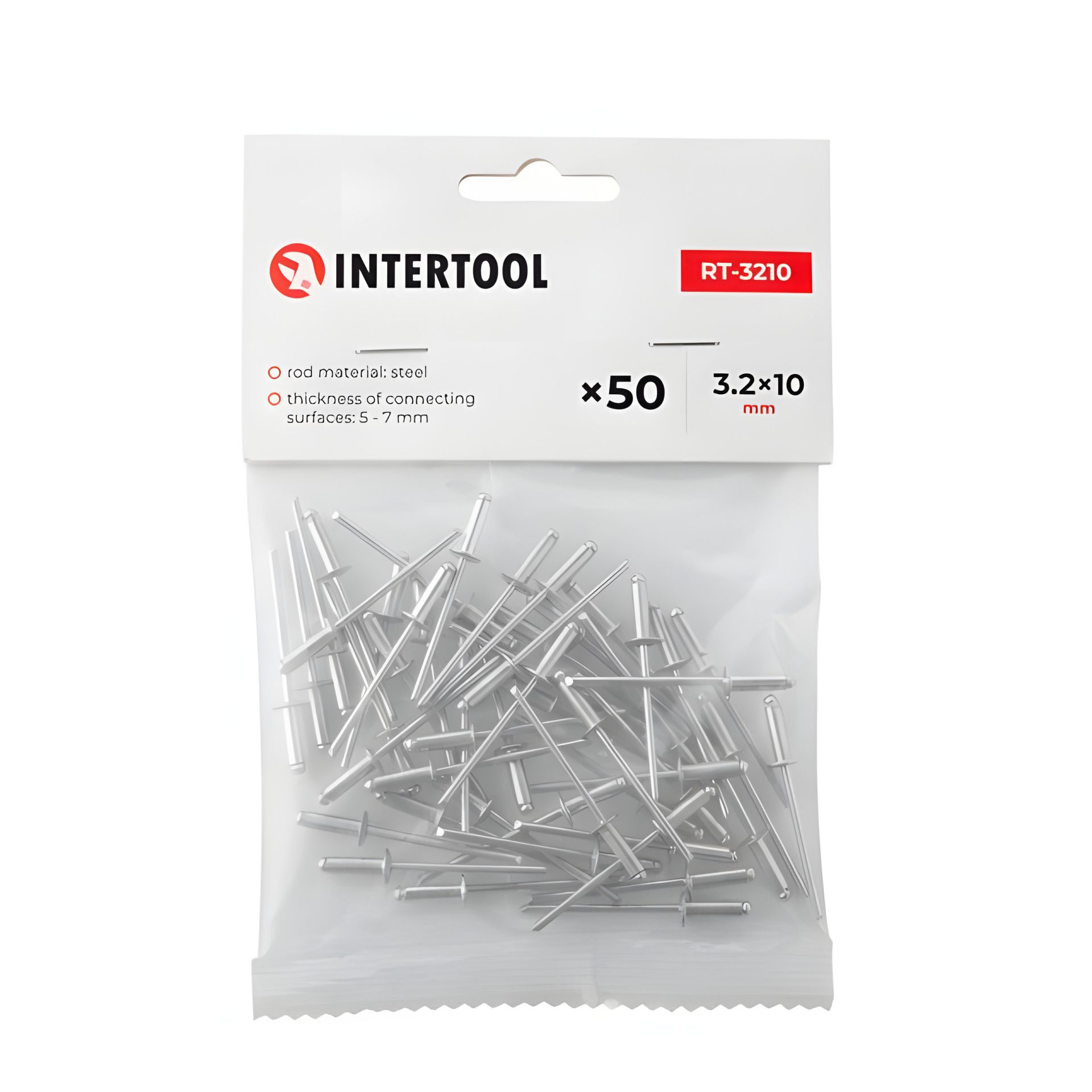 Алюмінієва заклепка, 3,2×10,0 мм, 50 шт. INTERTOOL RT-3210 Алюмінієва заклепка, 3,2×10,0 мм, 50 шт. INTERTOOL RT-3210