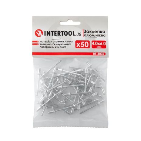 Алюминиевая заклепка, 4,0×6,0 мм, 50 шт. INTERTOOL RT-4006