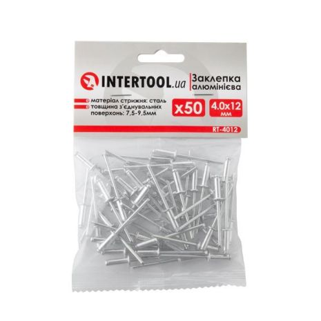 Заклепка алюминиевая, 4,0×12 мм, 50 шт. INTERTOOL RT-4012