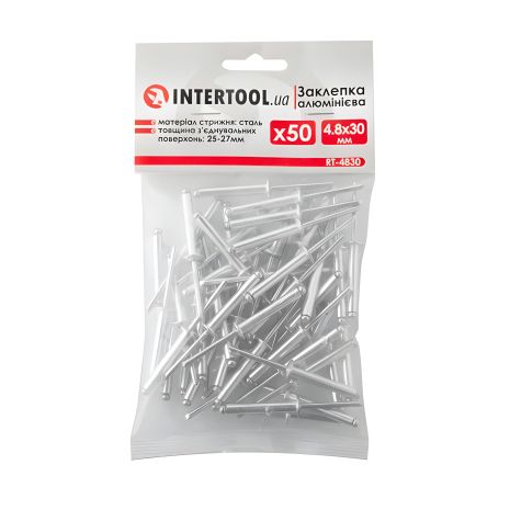 Алюминиевая заклепка 4,8×30 мм (50 шт) INTERTOOL RT-4830