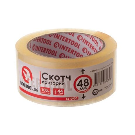 Скотч прозрачный 48мм*100м*44мкм INTERTOOL KT-0903