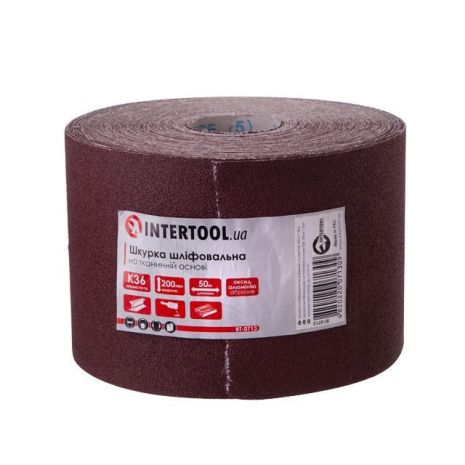 Шкурка шлифовальная, тканевая основа, К36, 200 мм × 50 м INTERTOOL BT-0713 Шкурка шлифовальная, тканевая основа, К36, 200 мм × 50 м INTERTOOL BT-0713