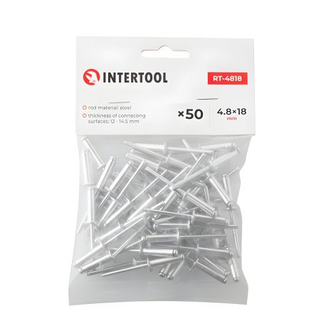Заклепка алюминиевая 4,8×18 мм, 50 шт., INTERTOOL RT-4818