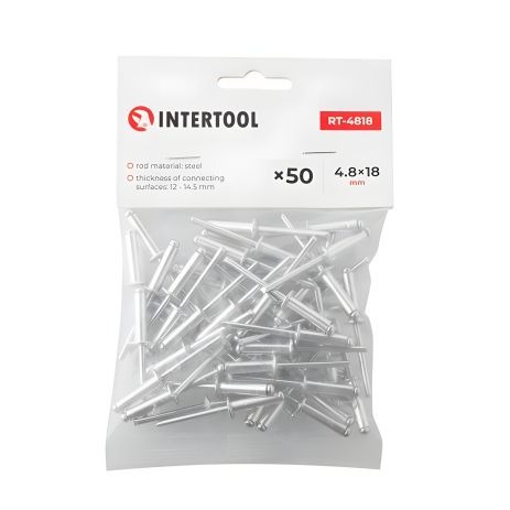 Заклепка алюминиевая, 4,8×18 мм, 50 шт. INTERTOOL RT-4818