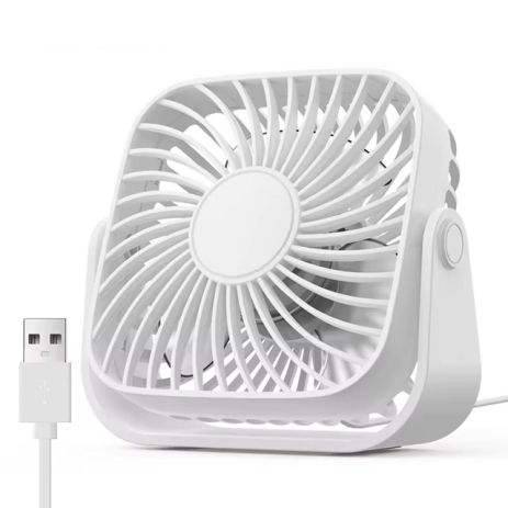 Вентилятор TOPK K52 USB (8.5cm, 3 швидкості, USB 5V 1m, 5W, 360град.) white Вентилятор TOPK K52 USB (8.5cm, 3 швидкості, USB 5V 1m, 5W, 360град.) white