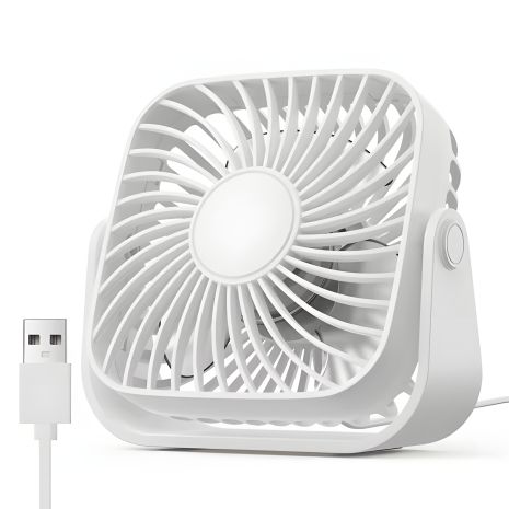 USB вентилятор TOPK K52 (8.5cm, 3 швидкості, USB 5V 1m, 5W, 360°) white