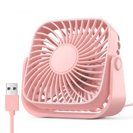 USB-вентилятор TOPK K52 (8.5cm, 3 уровня скорости, USB 5V 1m, 5W, 360°) розовый