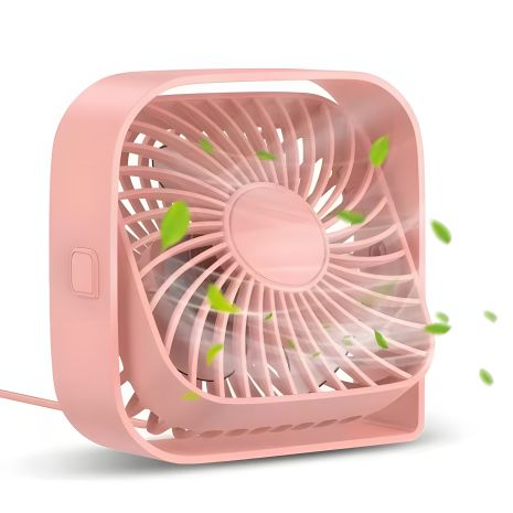 USB вентилятор TOPK K50 рожевий (8.5cm, 3 швидкості, 5V 1m, 5W, 360°)