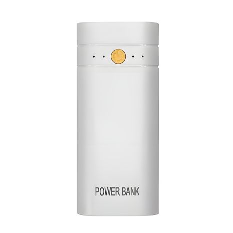 Корпус повербанка под АКБ 2x18650, 5V 2A, до 6000mAh, USB, Type-C, фонарик, White