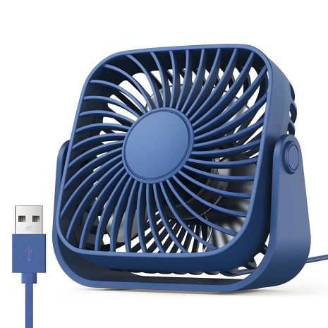 USB-вентилятор TOPK K52 (8.5cm, 3 уровня скорости, USB 5V 1m, 5W, 360°) тёмно-синий