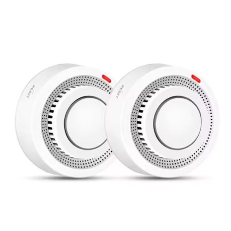 Комплект из 2х wifi датчиков дыма (пожарных датчиков) с сиреной Nectronix YG400A, приложение Tuya smart