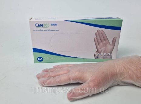 Рукавички Вініл М (100шт) білі CARE 365 (1 пачка)